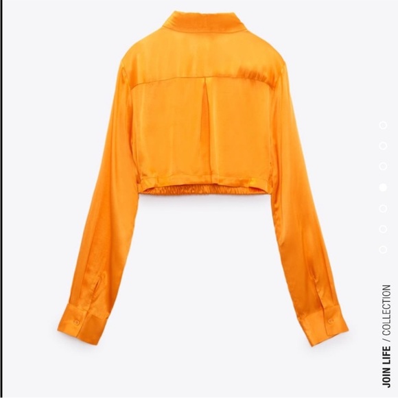 Zara Satin Effect Orange Crop Shirt - Picture 3 of 9